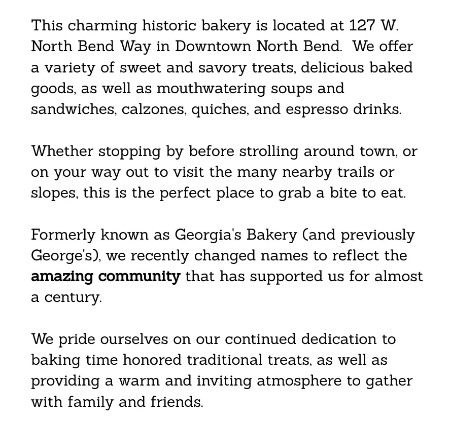 The North Bend Bakery in North Bend, WA